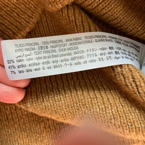 Women's Knit Peter Pan Collar Sweater Mustard Brown Wool Blend Size S - Picture 7 of 8